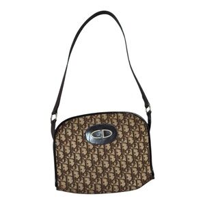 CHRISTIAN DIOR Vintage Trotter Shoulder Bag Purse Hand Brown‎ Logo Leather VTG